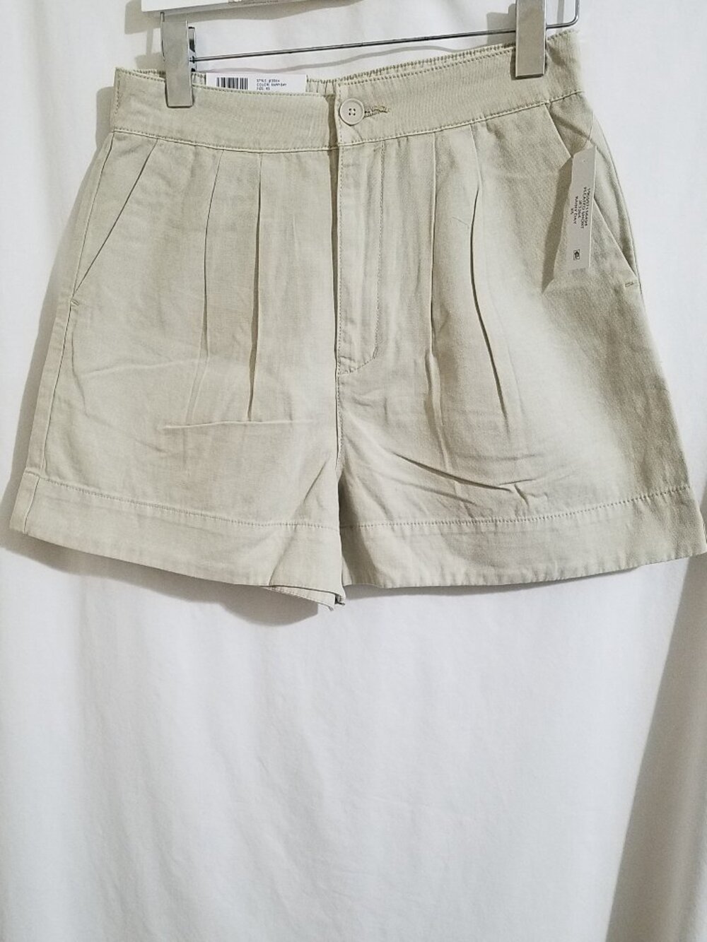 Joie High Rise Linen Blend Pleated Shorts | Beige | XS | NWT